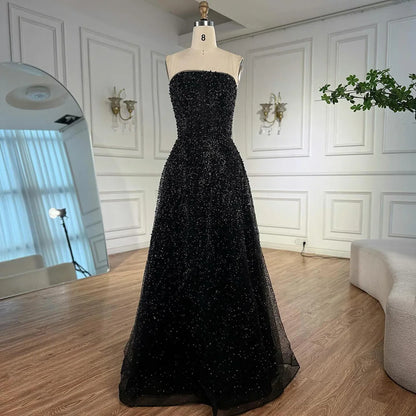 Luxury Arabic Blue A-Line Evening Dress with Cape Sleeves Plus Size LA72659 - SERENE HILL