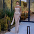Luxury Nude 2 Pieces Pearl Sequin Evening Dress with Scarf LA73076A - SERENE HILL