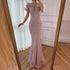 Luxury Pink Feather Halter Beaded Evening Gown for Wedding Party LA73212 - SERENE HILL