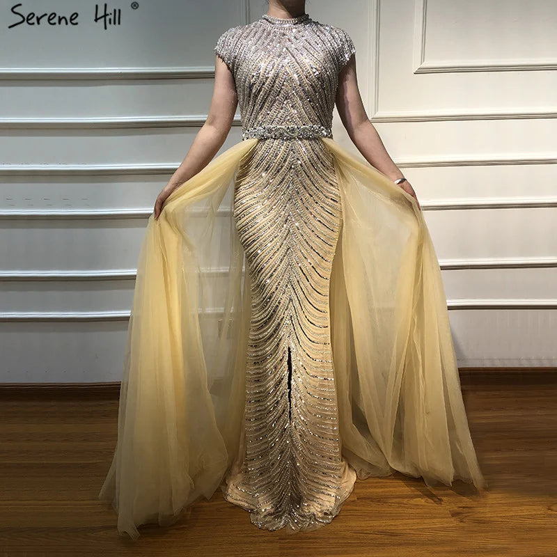 Luxury Nude Beaded Evening Dresses with Over skirt LA60777 On Sale