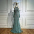 Luxury Turquoise Halter Mermaid Evening Dress LA72980 - SERENE HILL