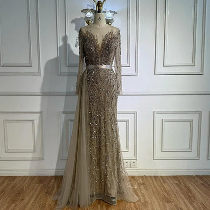 Luxury Purple Lace Beaded Mermaid Evening Dress with Skirt LA71752 - SERENE HILL