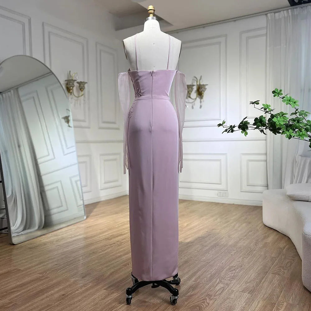 Crisscross Straps Pink Evening Dress Luxury Dubai Women Wedding Gowns LA72001 - SERENE HILL
