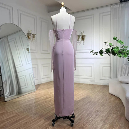 Crisscross Straps Pink Evening Dress Luxury Dubai Women Wedding Gowns LA72001 - SERENE HILL