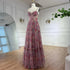 SERENE HILL Pink A-Line Tulle Printed Ruffle Tiered Prom Dress LA73149 - SERENE HILL