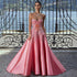 Serene Hill Dubai Arabia Peach A Line Satin Luxury Beaded Evening Dresses Gowns For Women Wedding Party 2025 LA72195 - SERENE HILL