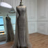 Luxury Nude Beaded Evening Dress with Long Cape Sleeves LA72714A - SERENE HILL