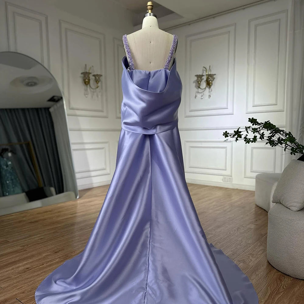 Lilac Off Shoulder Lilac Evening Dress with Cape Beaded Wedding Party Gowns LA72529 - SERENE HILL