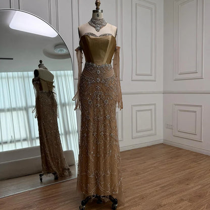 Luxury Beaded Evening Dress Sheer Long Gloves LA72929 - SERENE HILL