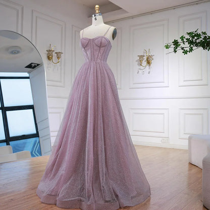 Luxury Pink Glitter A Line Evening Dress with Bodice LA73017 - SERENE HILL