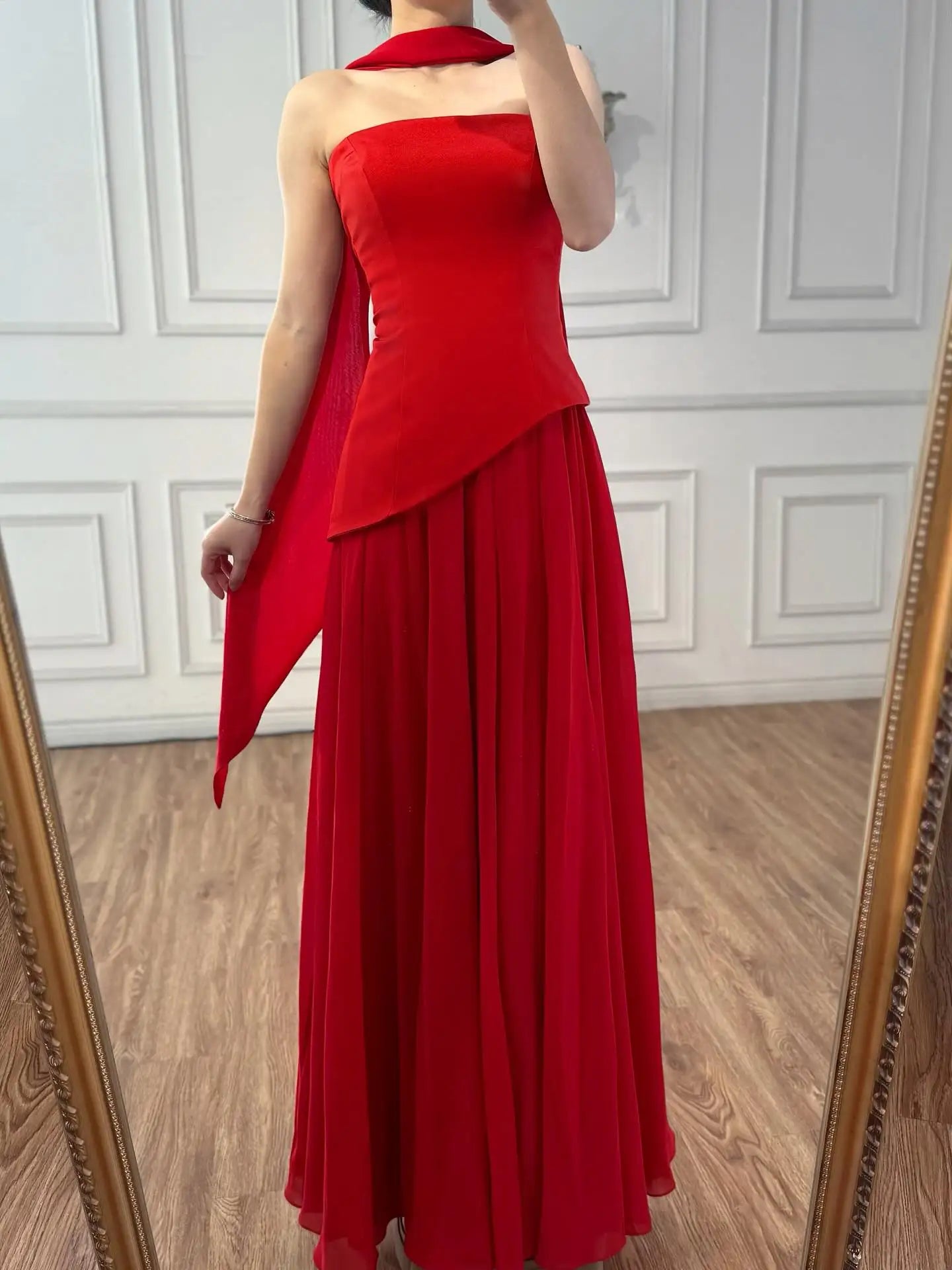 Luxury Lilac Elegant Evening Dress Flowing Skirt LA73165 - SERENE HILL