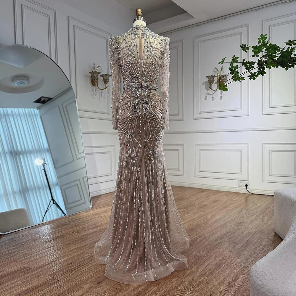 high collar evening dress Long High Neck Prom Dress Ball Gown