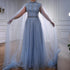 Luxury Elegant Pink Beaded Evening Dress with Cape LA73033 - SERENE HILL