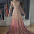 Luxury Dubai Arabic Purple Elegant A-Line Beaded Long Evening Dresses Gowns for Formal Occasion LA72752 - SERENE HILL