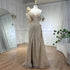 Serene Hill One-Shoulder nude Mermaid With Overskirt Beaded Evening Dress Gown for Women&