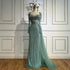 Luxury Nude Beaded Crystal Evening Dress with Overskirt LA72812 - SERENE HILL