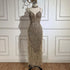 Luxury White Nude Mermaid Spaghetti Strap Beaded Feather Evening Dress LA72047 - SERENE HILL