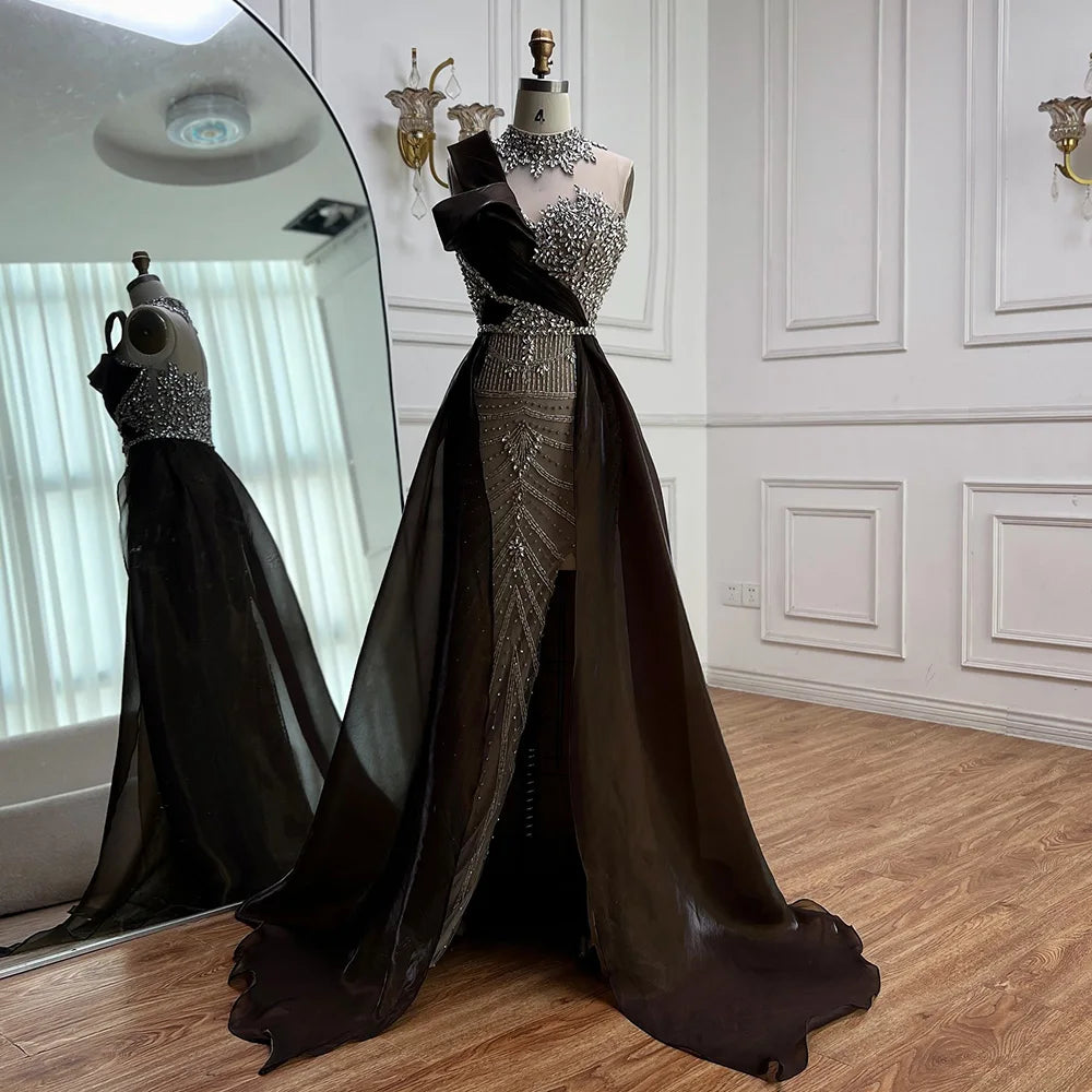 Luxury Beaded Arabic Evening Dress with Slit LA72769 - SERENE HILL
