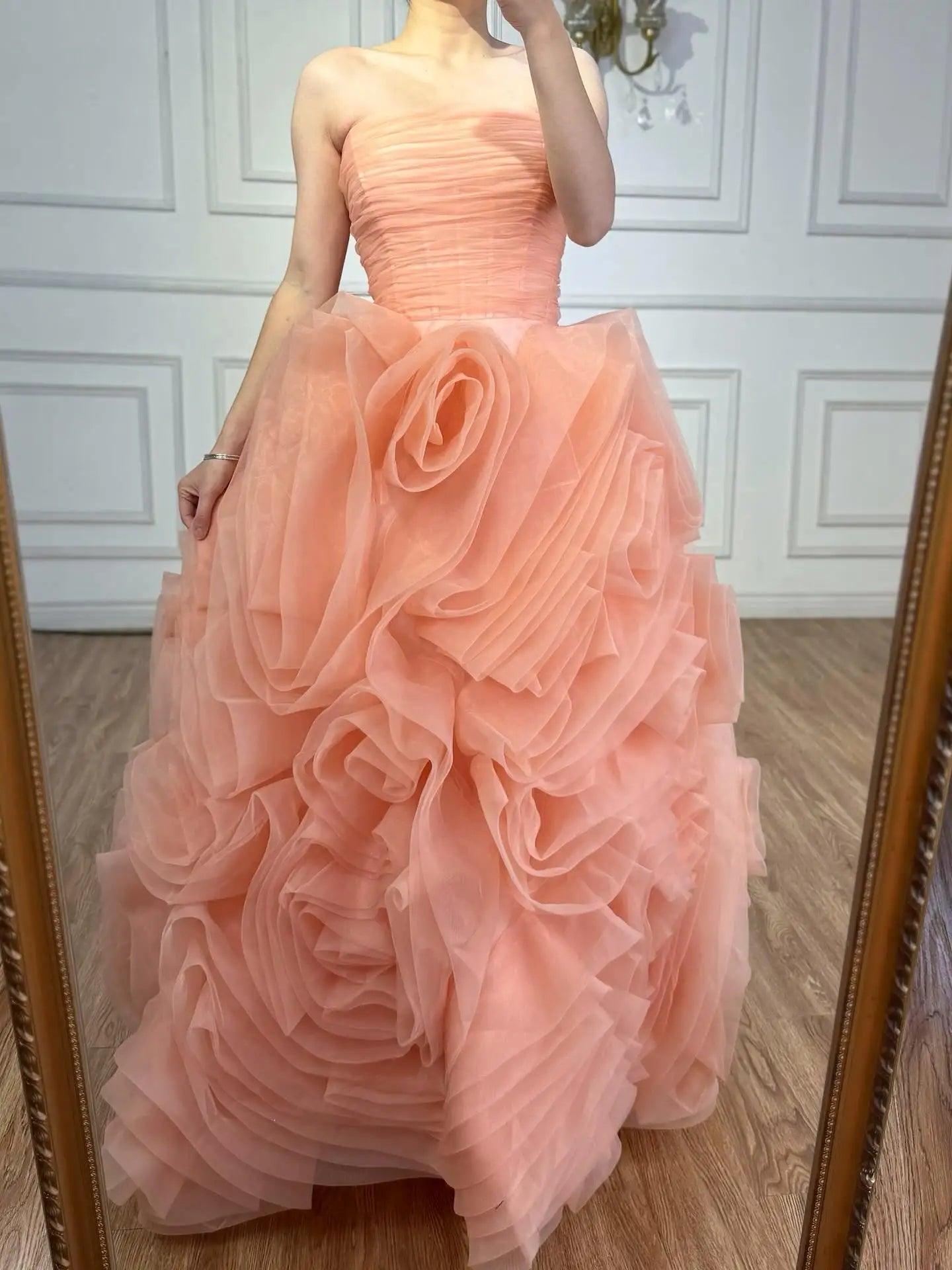 Luxury Purple 3D Rose Flower Strapless Princess Evening Dress LA73176 - SERENE HILL