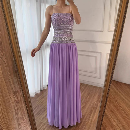 Lilac Beaded A Line Arabic Evening Dress LA73044 - SERENE HILL