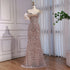 Luxury Nude Beaded Off Shoulder Mermaid Evening Dress LA73365A - SERENE HILL