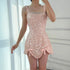 Luxury Nude Pearl Beaded A-Line Mini Evening Dress LA73211 - SERENE HILL