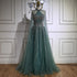 Luxury Beaded A-Line Evening Dress with Cape Sleeves LA73054 - SERENE HILL