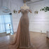 Luxury Nude Beaded Mermaid Evening Dress with Overskirt LA72911 - SERENE HILL