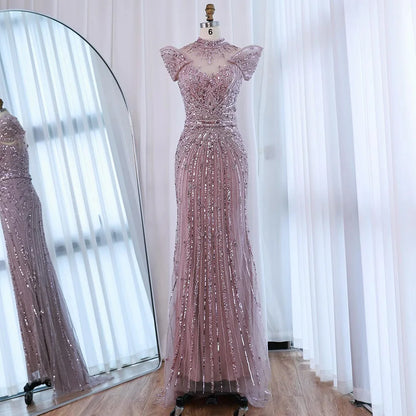 Luxury Caramel Mermaid Beaded Evening Dress LA73082 - SERENE HILL