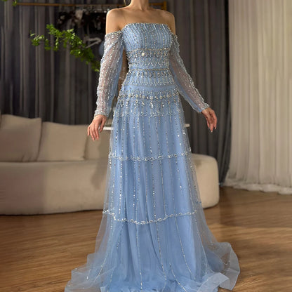 Luxury Sage Green Beaded Mermaid Evening Dress LA72350 - SERENE HILL