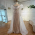 Elegant White Nude Sequin Beaded Mermaid Evening Gown LA72266C - SERENE HILL