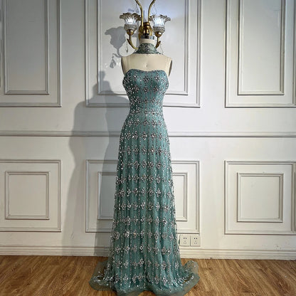 Luxury Nude Beaded Mermaid Evening Dress for Occasion Saudi LA72871 - SERENE HILL