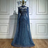 Luxury Modest Blue Mermaid Evening Dress with Cape LA73006 - SERENE HILL