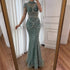 Luxury Turquoise High Neck Beaded Tassel Evening Dress for Women LA73112 - SERENE HILL