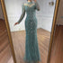 Luxury Pink Beaded Mermaid Evening Dress Long Sleeve LA73158 - SERENE HILL