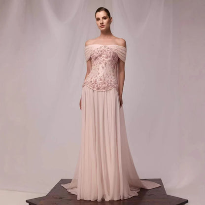 Luxury Pink A-Line Beaded Evening Dress LA73438 - SERENE HILL