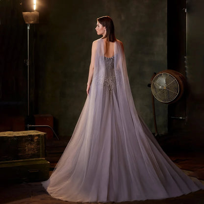 Luxury Dubai Arabic Lilac A-Line Beaded Evening Dresses Gowns for Formal Occasion LA72832 - SERENE HILL