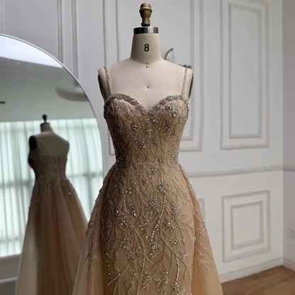Luxury Nude Beaded Evening Dress with Overskirt 2025 LA73121 - SERENE HILL