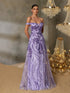 Luxury Lilac Sequin A-Line Evening Dress Off-Shoulder LA73261 - SERENE HILL
