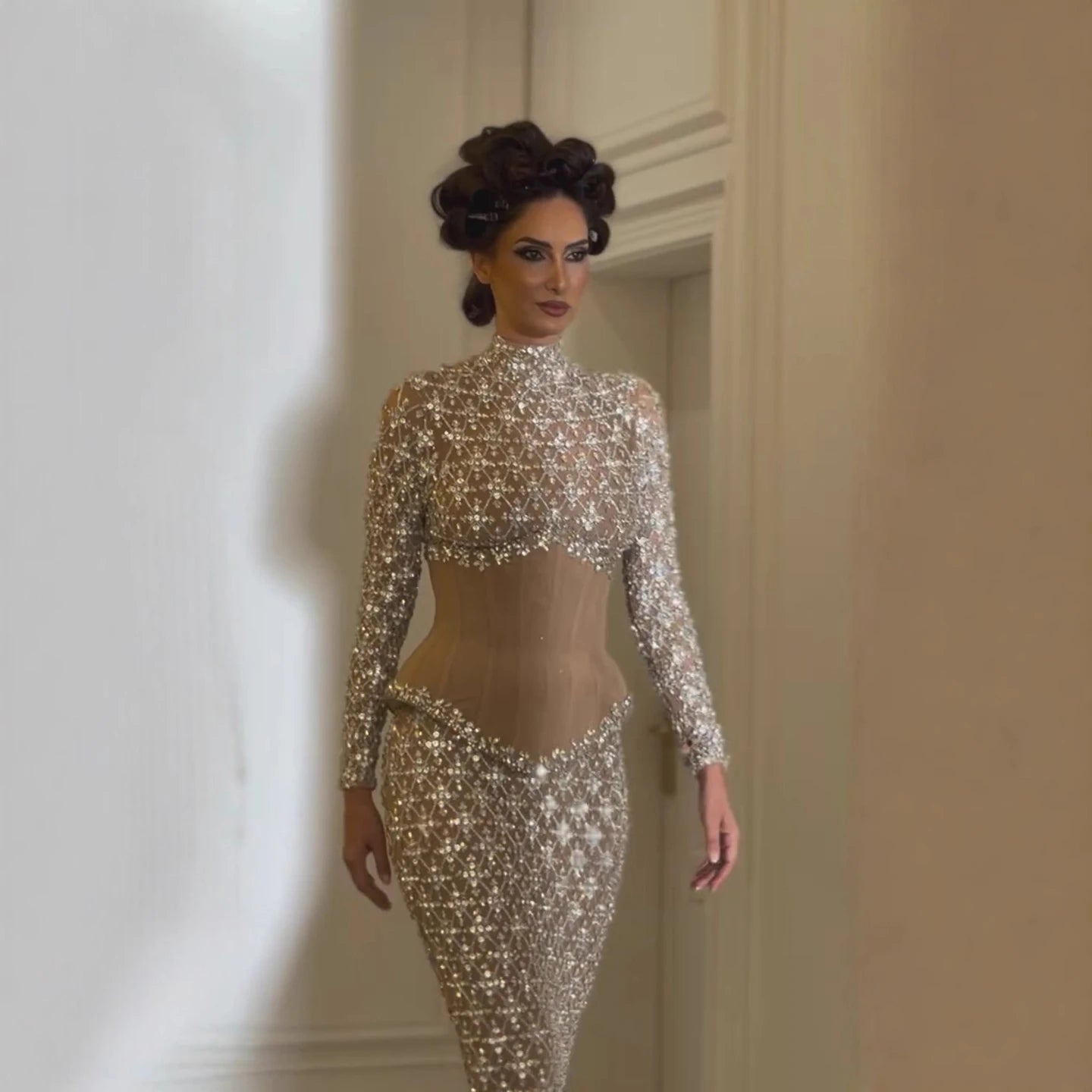 Luxury Nude Beaded Two Pieces Corset Evening Dress LA73335 - SERENE HILL