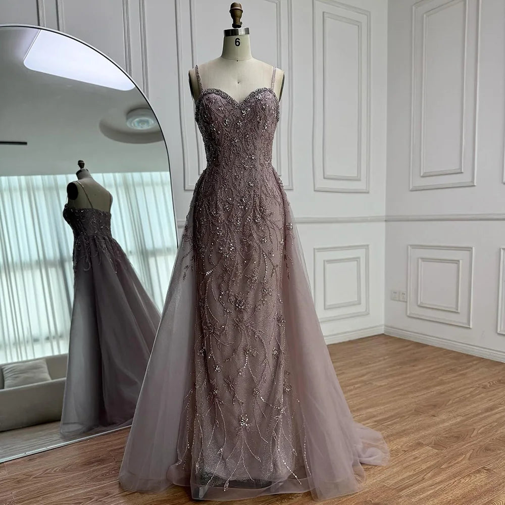 Luxury Nude Beaded Evening Dress with Overskirt 2025 LA73121 - SERENE HILL