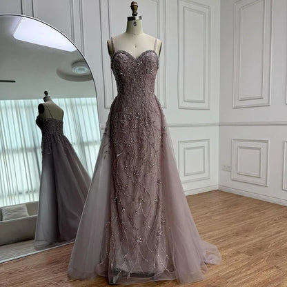 Luxury Nude Beaded Evening Dress with Overskirt 2025 LA73121 - SERENE HILL