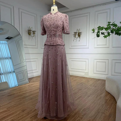 Luxury Designer Arabic Pink Evening Dress LA72955 - SERENE HILL
