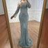Luxury Turquoise Mermaid Evening Dress Detachable Sleeves LA72925 - SERENE HILL