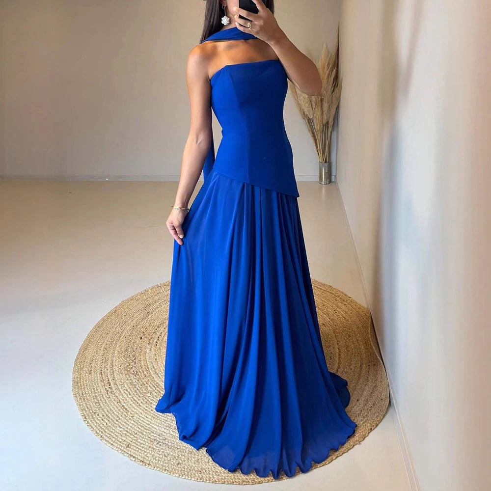 Luxury Lilac Elegant Evening Dress Flowing Skirt LA73165 - SERENE HILL