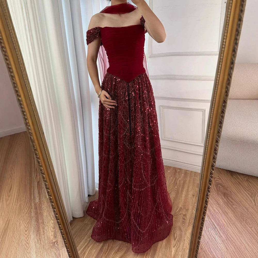 Luxury Arabic Pink Pearls Beaded Evening Dress With Cape LA72922 Pink / 16