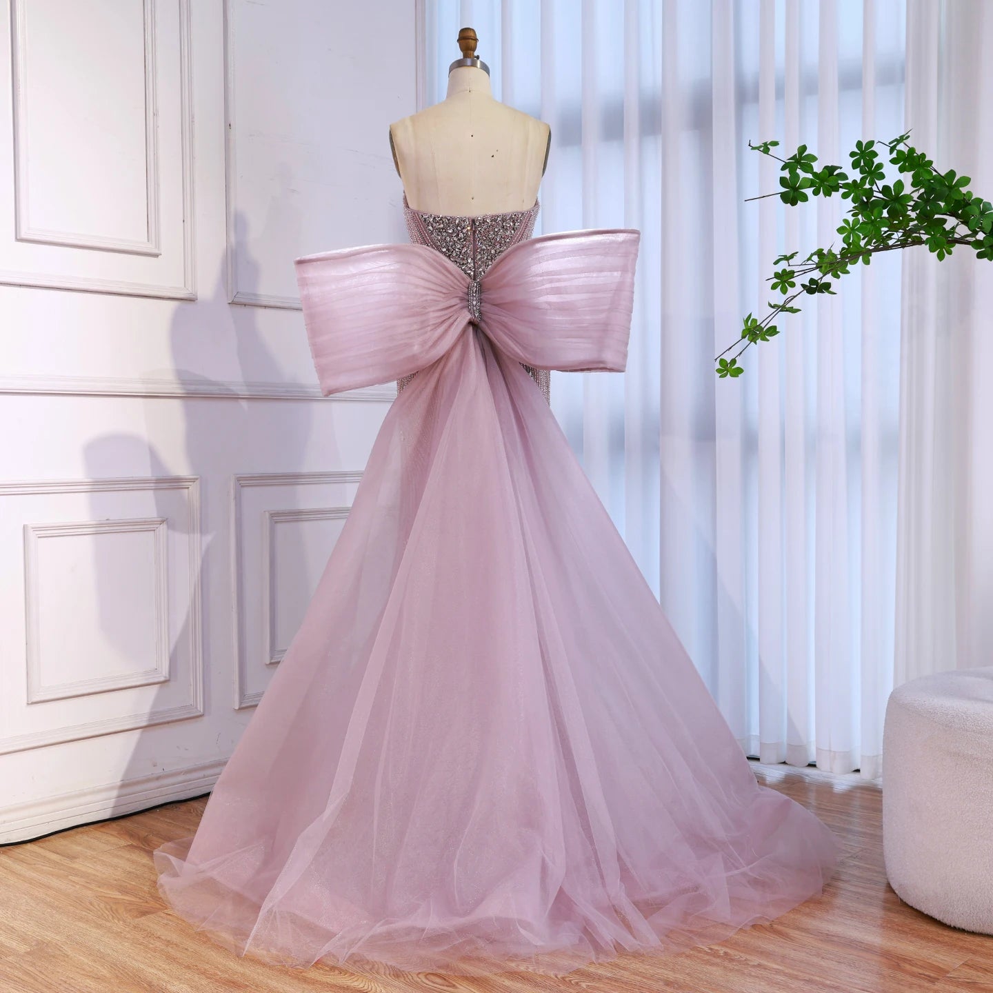 Luxury Designer Pink Mermaid Evening Dress with Big Bow LA73061 - SERENE HILL