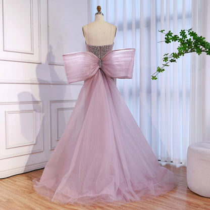 Luxury Designer Pink Mermaid Evening Dress with Big Bow LA73061 - SERENE HILL