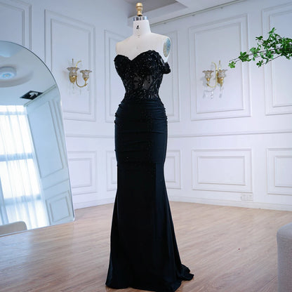 Classy Black Off-Shoulder Lace Prom Dress LA72999 - SERENE HILL
