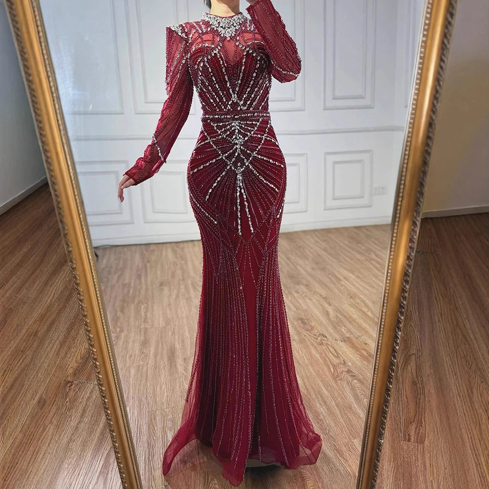 green emerald velvet dress Puff Sleeve High Neck Velvet Oriental Evening Dress Burgundy / 5XL